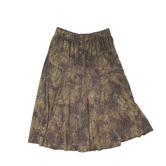 Vintage Chicos Womens Size 2 Gold Foil Print Stretch Flowy Skirt - Picture 3 of 6